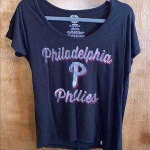 Washed Black Short Sleeve Phillies Shirt